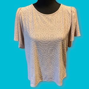 Women’s ANTHROPOLOGIE W5 PINK EYELET FLOUNCE SLEEVE - size Large